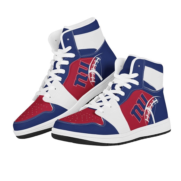 Women's New York Giants High Top Leather AJ1 Sneakers 001
